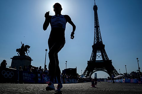 Viktoria Madarasz competes during women's 20km race walk